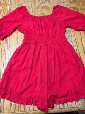 Francesca's Collections Girls Red Off-Shoulder Romper/jumper